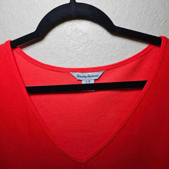 Tommy Bahama Womens Dress Tie Side Sleeved Preppy Summer Orange Large Midi Large - Picture 3 of 13